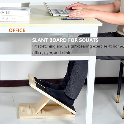 Wooden Slant Board for Calf Stretching and Squats with Adjustable Incline