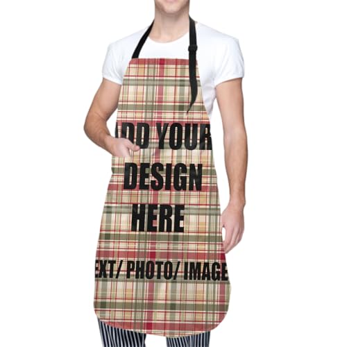 Giwawa Unisex Adult Apron Waterproof Stain Resistant Kitchen Cooking Apron with 2 Pockets for BBQ Grill Painting - color: Custom
