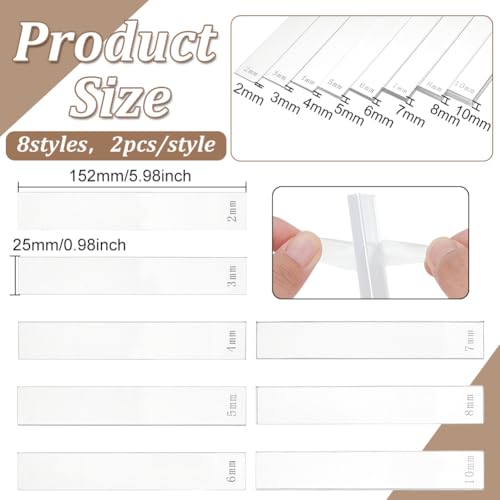 BENECREAT 14Pcs Polymer Clay Depth Guide, 2/3/4/5/6/7/10mm Clear Clay Roller Guide, Acrylic Polymer Clay Tool Set, Mudboard Tools for Pottery, 6x1 Inch - color: Clear