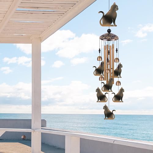 Bronze Cats Wind Chimes Decor, Mobile Wind Catcher, Retro Wind Bells, Blessing Wind Chime, Memorial Windchimes for Home, Balcony, Yard, Room, Xmas, Party, Indoor, Garden Decoration, Gifts for Mom