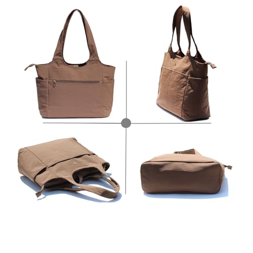ESVAN Yoga Tote Bag Mat bag Women Shoulder Bags Carryall Tote for Travel Office Workout Gym Nurse Beach - color: Nylon Coffee