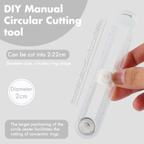 HAUSTGO Circle Cutter for Crafts, Cuts 1” - 4” (2-11cm) Perfect Circles for Scrapbooking, DIY Cards & Home Decor, Fits Paper, Cardstock and Foam, Comes with 2 Replacement Blades - color: Transparent
