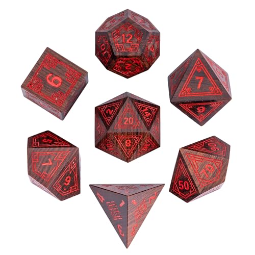 Wooden DND Dice Set Bubinga Wood Polyhedral Dice for Tabletop Games - color: Bubinga Wood-hx