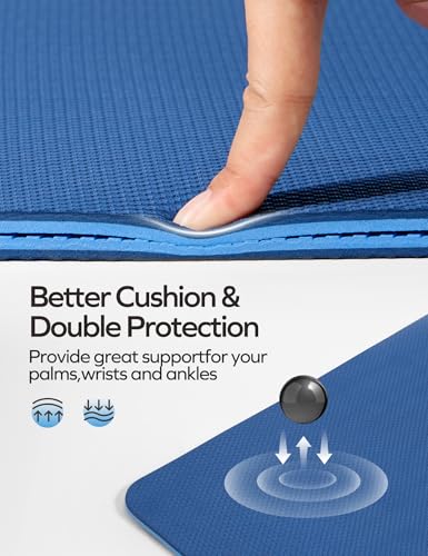 Ewedoos Eco Friendly Yoga Mat Thick TPE Yoga Mat Non Slip Yoga Mats Anti-tear Exercise Workout Mat for Women Men Kids Yoga, Pilates and Fitness - color: Blue Yoga Mat