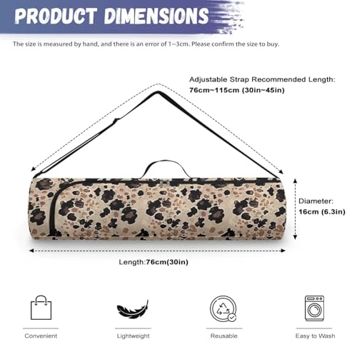 Yoga Mat Bag for Women & Men Full-Zip Yoga Mat Carrier Bag for Class Workout Park with Adjustable Strap - color: Cow Spot Print