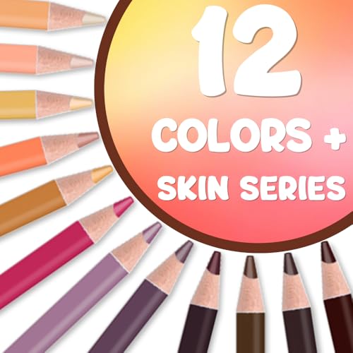 12Pcs Skin Colored Pencils Set,Professional Drawing Pencils for Adults | Skin Based,No Duplicates,Pre-sharpened Wooden Sketch Pencil Art Supplies for Coloring Books - color: 12Pcs Skin Colored