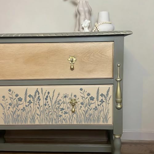 Large Flower Stencils for Walls Floral Stencils for Wood Fence | Reusable Wildflower Stencil for Painting on Canvas Fabrics Furniture - style: Wildflower 03