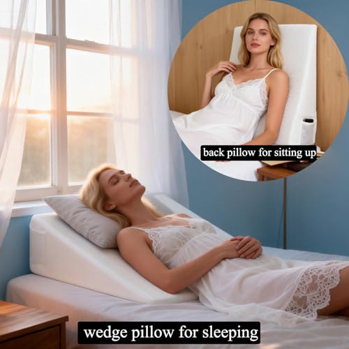 Wedge Pillow for Acid Reflux Relief, Memory Foam Acid Reflux Pillow - size: 7.5 IN