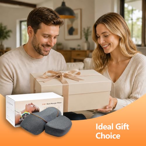 3-in-1 Neck Massager Pillow with Heat, Cordless Rechargeable Muscle Relax