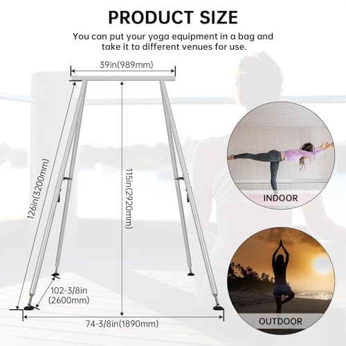 HECASA 8.1 FT Aerial Yoga Stand 550lbs Max Capacity for Indoor and Outdoor Fitness Bodybuilding Height Adjustable for Yoga Frame - size: 9.6FT Height
