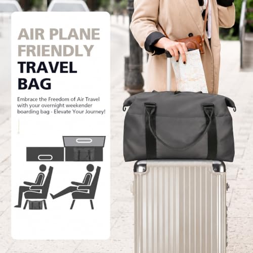 Travel Duffle Bag, Waterproof Weekender Bag Carry On Tote Bags for Women, Travel Essentials Sport Gym Bag for Men, Hospital Bag for Labor and Delivery, Overnight Bag Luggage Bag with Trolley Sleeve - color: Grey Green