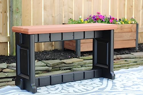 Bench, Redwood Top with Black Sides, 1 Pack - Proudly Made in The USA, Click and Lock Hardware-Free Assembly, Durable and Stylish Outdoor Seating - color: Redwood/Black, size: 1 Pack