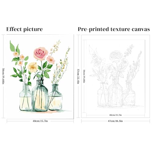 Floral Paint by Numbers Kit for Adults, Flower Vase Oil Painting 16x20Inch | Paint by Numbers Kit for Adults, Floral Vase DIY Acrylic Painting, Pre-Printed Canvas, Rose and Wildflower Design,16x20 Inch - color: B1-Flower