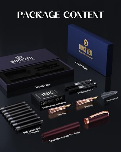 samurai Fountain Pen Set,Hand Polished Medium Nib,Calligraphy Nib(Bent Nib),Includes 8 Ink Cartridges,Ink Refill Converter*2 And Gift Box,Best Pen Gift Set for Men & Women(Dark red) - color: Dark red