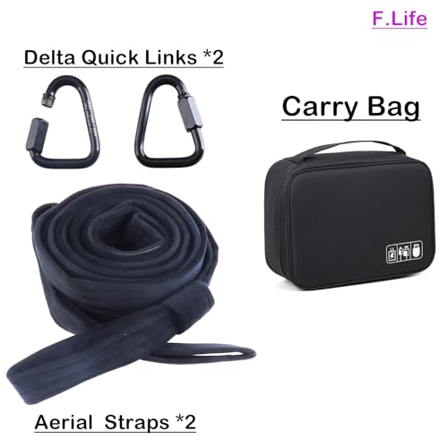 Aerial Straps Velvet Covers with Wrist Lockers, and Carabiners Straps Loop for Aerial Dance,Acrobtic Circus Props - color: Black, size: 9.8FT(3M)