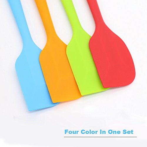 Silicone Spatula 4-piece Set,Heat-Resistant Spatulas,Non-stick Rubber Spatulas with Stainless Steel Core - color: Blue/Orange/Green/Red, size: Large