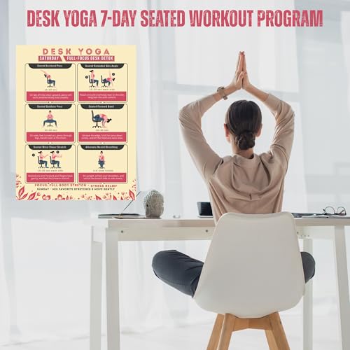 Desk Yoga 7-Day Seated Stretching Routine – Chair Yoga Workout Charts, Office Exercise Program for Neck, Shoulders & Back, Daily Mobility & Stretch Guide for Home or Work