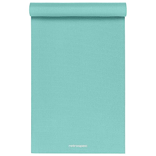 Retrospec Pismo Yoga Mat w/Nylon Strap for Men & Women - Non Slip Exercise Mat for Yoga, Pilates, Stretching, Floor & Fitness Workouts, .5mm Thick, Easy to Clean - color: Blue Lagoon
