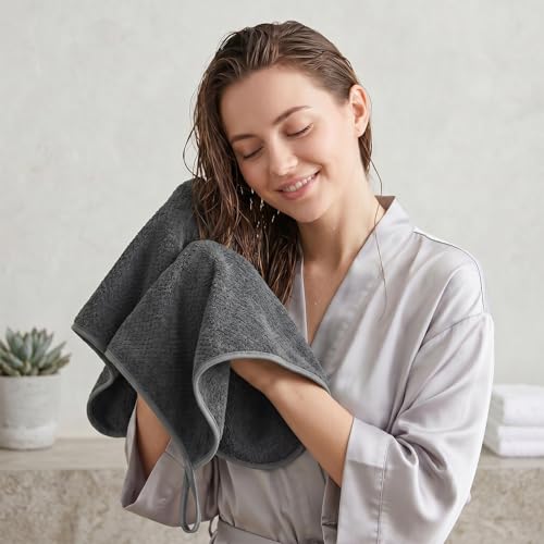 REDKISS Microfiber Hand Towels Set of 6, 16 by 28 inches, Ultra Soft and Highly Absorbent Hand Towels for Bathroom, Gym, Shower, Hotel, and Spa, Gray - color: Gray 06, size: 16'' x 28''