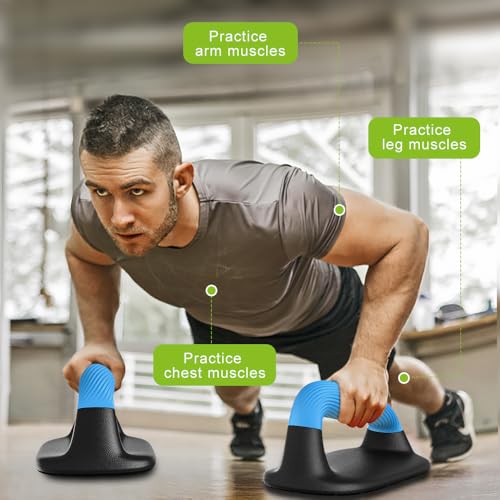 Kipika Push Up Bars, Pushup Stands, Anti-Slip Soft Plastic Push Up Handles, Bottom Anti-Slip Pad, Strength Training Equipment, Perfect for Floor Workout Exercise - color: D: Black & Blue
