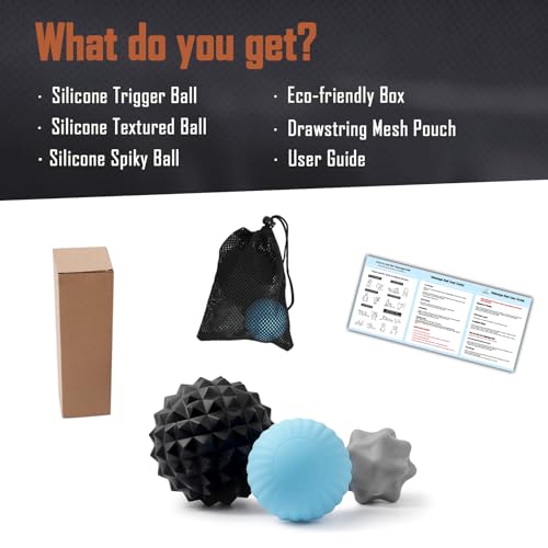 Silicone Massage Ball Set for Deep Tissue and Trigger Points | Lacrosse Massage Balls for Myofascial Release, Muscle Knots & Plantar Fasciitis - style: Silicone Muscle Relief Set