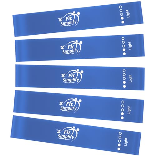 Fit Simplify Resistance Loop Exercise Fitness Bands with Instruction Guide and Carry Bag, Set of 5 - color: Blue