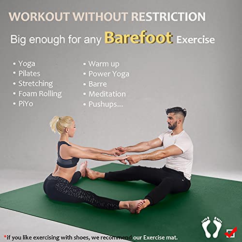 GXMMAT Large Yoga Mat 12'x6'/10'x6'/6'x8'(7mm) | Extra Thick Workout Mats for Home Gym &Garage Flooring,Comfortable Barefoot Non-Slip Wide Exercise Mat for Pilates,Stretching - color: Green Jasper, size: 6*12 FT