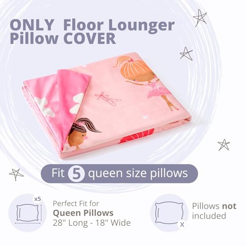 Butterfly Craze Floor Pillow Case - Lounger Support & Guest Bed Setup - Machine Washable Cover for Studio Apartment Essentials - Adjustable Floor Seating for Kids & Adults - Queen, Pink Ballerina - color: Pink Ballerina, size: Queen