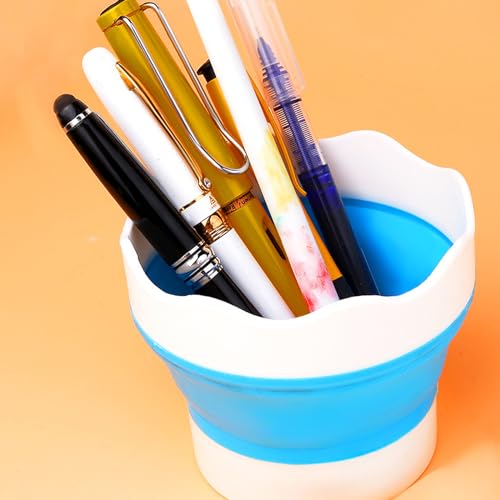 3 Pcs Collapsible Paint Brush Washer Silicone Portable Painting Water Cup Mini Foldable Washing Bucket Brush Holder Organizer Cleaner for Watercolor Oil Painting