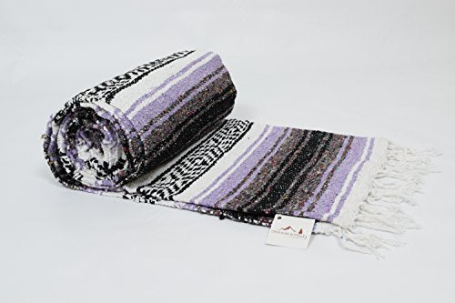 Open Road Goods Pastel Purple Mexican Blanket - Authentic Serape Falsa Blanket - Handmade (Acrylic Blend, XL) - color: Pastel Purple