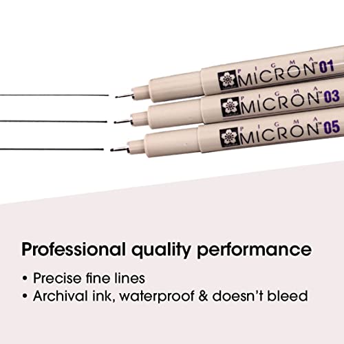 SAKURA Pigma Micron Pens (Set Of 3),Black