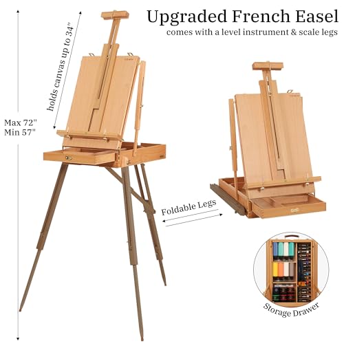 VISWIN Professional All-in-One Art Painting Kit with Beech Wood French Easel, 96 Acrylic, Watercolor & Oil Paint Set, Canvases, Painting Set with Supplies for Adults, Artists, Beginners