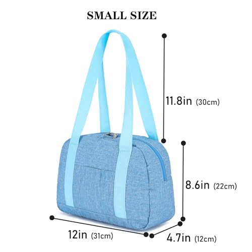 Mini Gym Bag for Women Girl 12 inch Small Gym Tote Lightweight Carry On Bag - color: Light Blue