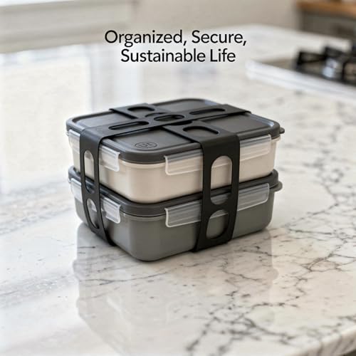 2 Pcs Reusable Silicone Strap, 21.65 x 1.57 in Universal Elastic Tie with Adjustable Buckle for Slow Cooker Lid, Bento Box, Yoga Mat Carrier, Travel Home Organizer, Black White