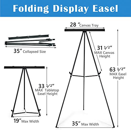 Falling in Art 63 1/2'' Aluminum Flip Chart Presentation Easel,2 Pack | Lightweight Easel Stand with Adjustable Floor for Boardroom, Whiteboard, Paper Pads, Signage, Black - style: Black 2-Pack