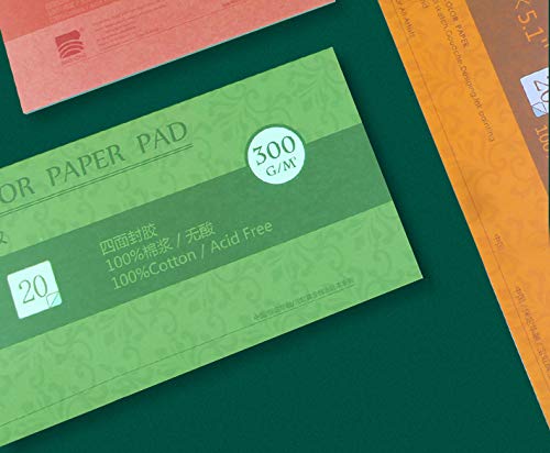 BAOHONG Academy Grade Watercolor Block, 100% Cotton, Acid-Free, 140LB/300GSM, Cold Press Textured, 20 Sheets per Block (Cold Press 14.9"x5.1") - size: Cold Press 14.9" x 5.1"
