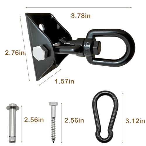 1200 Lb 360° Rotating Heavy Duty Swing Hanger Hardware Kit | Supports porch swing, hammock, swing chair, punching bag, yoga & playground swing indoor & outdoor installation