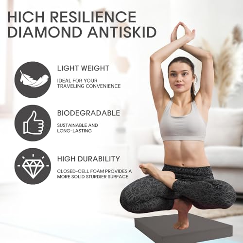 Exercise Balance Pad,Balance Foam Mat for Physical Therapy Equipment & Strength Stability Training, Slip Resistant Foam Mat for Yoga, Pilates, Meditation,Gardening knee pads - color: grey