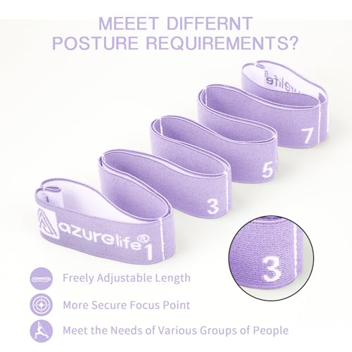 A AZURELIFE Elastic Yoga Stretching Strap, Multi-Loop Stretch Strap for Physical Therapy, Pilates, Yoga, Dance & Gymnastics Exercise and Flexible Pilates Stretch Band - color: Elastic-Purple
