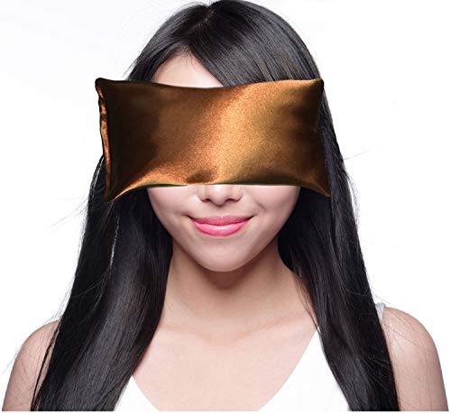 Lavender Eye Pillow - Hot Cold Weighted Eye Pillows for Relaxation, Sleep, Stress, Migraine Relief, Yoga - Aromatherapy Gifts for Women, Birthday, Teachers, Made in USA by Happy Wraps - Copper - color: Copper