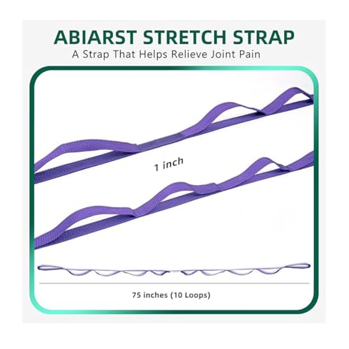 Yoga Strap Stretching Strap 10 Loops Non-Elastic Exercise Strap for Pilates, Dance Exercise Training Multi-Loop Stretching Band - color: Purple