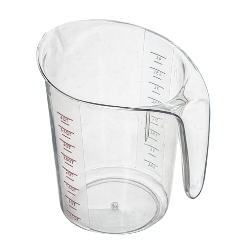 Restaurantware-Chef 101 4 Quart Measuring Jar, 1 Durable Measuring Beaker - Metric And Imperial Units, V-Shaped Spout, Clear Plastic Cup, Handle With Thumb-Grip, Tolerates Up To 248F - size: 9.50" × 7.25" × 9.50"