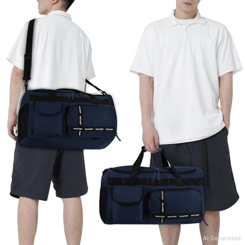 MAXTOP Large Gym Bag for Women Men Duffle Bag With Wet Dry Separation - color: Dark Blue, style: Gym Bag