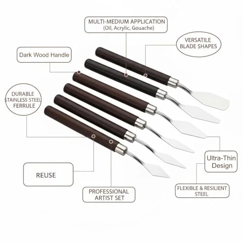 7 PCS Palette Knife Set, Flexible Steel Spatulas for Acrylic & Oil | Stainless Steel Spatulas, Acrylic & Oil, Mixing & Canvas Texturing, For Beginners & Professional Artists - color: Red