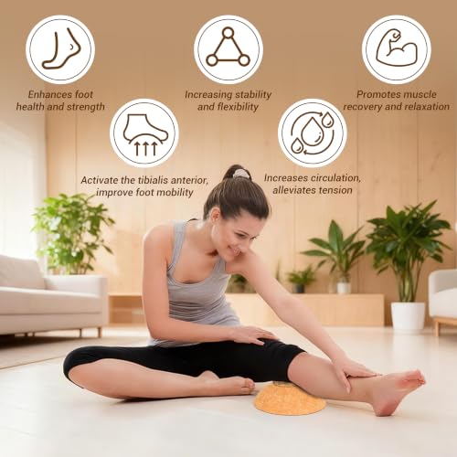 EVERYMATE Cork Balance Board Kit, Foot & Ankle Strengthener with Massage Roller/Ball,Balance Board Half & Half-Moon Ball, for Enhance Mobility & Prevent Falls Improve Foot Function for Home/Office/Gym - color: Half Ball-1