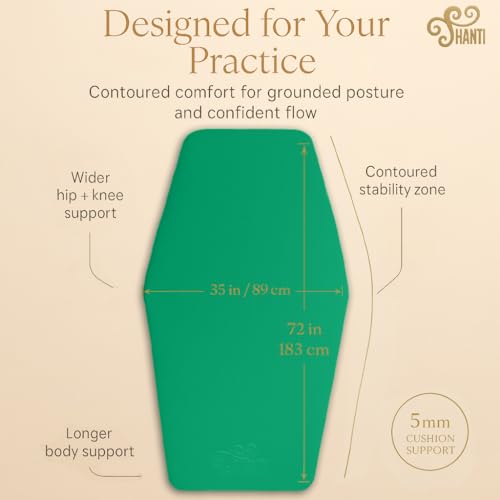 Shanti Diamond Series Yoga Mat - Diamond Shape to expand your Practise, UltraGrip surface, High dencity Cushioning for, Yoga, Pilates, Stretching & Home fitness. - color: Forest Green
