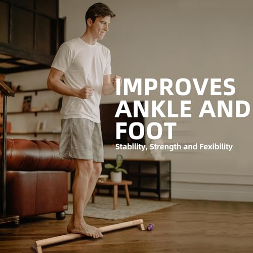 Versatile 40 Inch Beech Wood Balance Beam for Home Use - Enhance Balance, Ankle Strengthener Foot Exerciser for Sprained, Physical Therapy Purposes for Plantar Fasciitis Relief - color: Wood