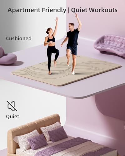 Large Yoga Mat (75.5"x47.6"x0.4"๏ผExtra Wide & Thick 10mm | Non-Slip Exercise Mat, High-Density TPE Mat for Yoga Pilates & Home Gym Workouts - color: Cream