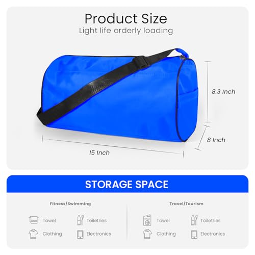 C&F BOGMOST Small Gym Bag for Women & Men,Small Lightweight Duffel Bag Carry On Bags Mini Duffel Travel Bag Waterproof Sports Bags for Workout/Sport/Travel, Blue - color: A2-Blue-Small, size: 15 INCHES