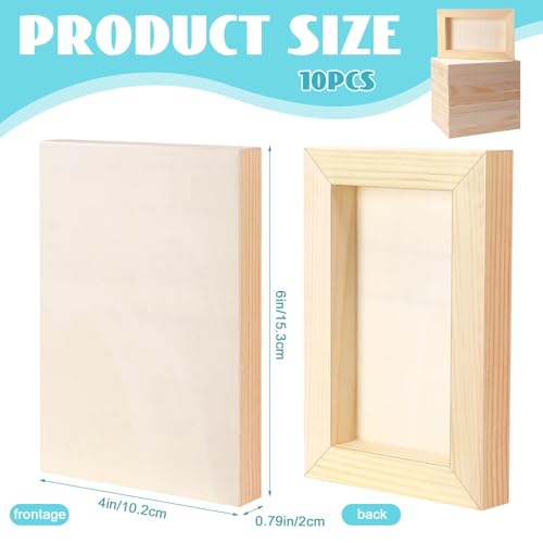 FSWCCK 10 Pack 4 x 6 inch Wood Panel Boards, Unfinished Wood Canvas Panels for Crafts, Painting Canvas, DIY Art Projects, Pouring, Arts Use with Oils, Acrylics - size: 4"X 6" 10 Pack